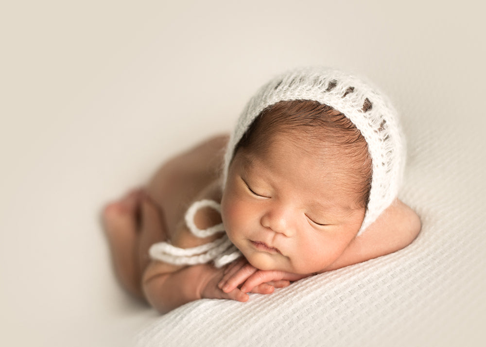Newborn Mohair Bonnet - Mohair Bonnet - Newborn Hat - Newborn Photo Prop - Canadian Photography Props - Tiny Tot Prop Shop - Vancouver Island