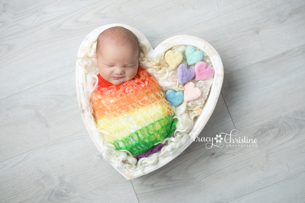 Rainbow Mohair Knit Wrap - Rainbow Baby Photo Prop - Rainbow Baby - Newborn Photo Props Canada - Tiny Tot Prop Shop - Canadian Photography Props - Rainbow Props - Rainbow Baby Photo Props - Rainbow Baby - Rainbow Photo Props - Rainbow Photography Props