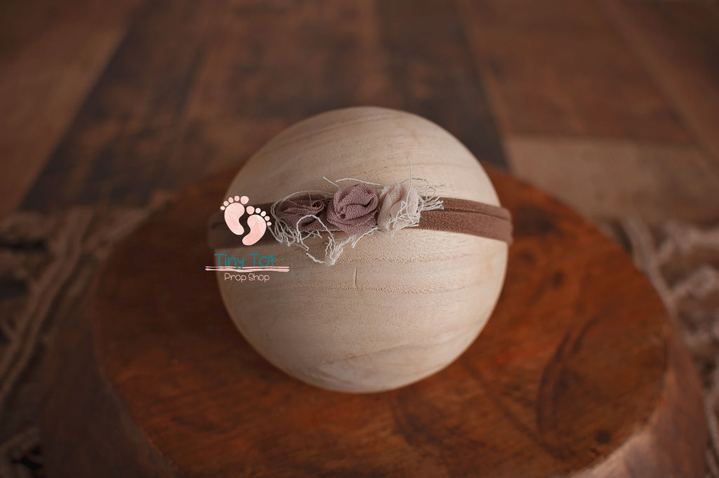 Dainty Rose Tieback - Flower Headband - Jersey Knit Tieback - Flower Headband - Dainty Flower Headband - Newborn Photo Props Canada - Tiny Tot Prop Shop - Canadian Photography Props - Vancouver Island