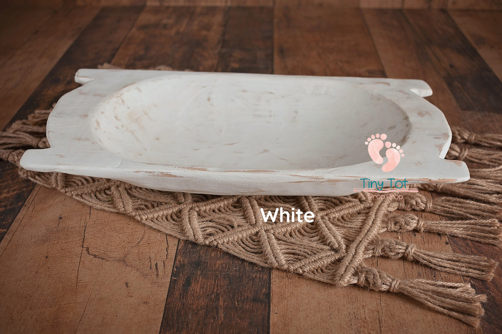 Rustic Trench Bowl - Dough Bowl - Wooden Trench Bowl - Wood Trench Bowl - Wooden Dough Bowl - Dough Bowl Prop - Trench Bowl Prop - Trench Prop - Canadian Photography Props - Photography Props Canada - Newborn Photo Props Canada - Tiny Tot Prop Shop - Vancouver Island